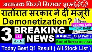 रातोंरात सरकार ने दी मंजूरी, फिरसे नोटबंदी?🤯🔴Dow Jones😭Nasdaq🔴Laurus Lab🔴Bank Of baroda🔴Bitcoin🔴Ai