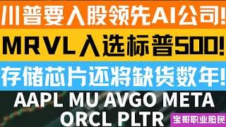 川普要入股领先AI公司! MRVL入选标普500! #存储芯片还将缺货数年! AAPL MU AVGO META ORCL PLTR！06072026 美股 #股票 #美股分析 #投資