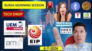 ENGLISH VIDEO - KLSE BURSA MORNING SESSION | 6-7-2026 | TECH SECTOR DROP| UEMS EIPOWER AUMAS ATECH