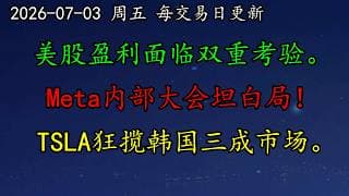 美股 奇迹般的反弹了一下！美股盈利面临双重考验。Meta内部大会坦白局！TSLA狂揽韩国三成进口车市场。SOXL、SNDK、IREN、MRVL、TSLA、DELL