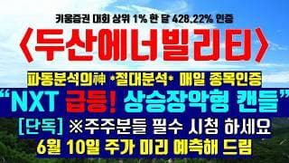 《파동분석의神》 두산에너빌리티 "NXT 급등! 상승장악형 캔들" [단독]※주주분들 필수 시청하세요 6월 10일 주가 미리 예측해 드림