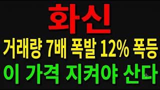 [화신 주가전망] 거래량 7배 폭발 12% 폭등 매물대 한복판!? "이 가격 지켜야 산다"