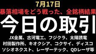【地獄相場の取引振り返り反省会】今日のトレード｜キオクシア、JX金属、フジクラ、古河電工、太陽誘電、村田製作所、コクサイ、レーザーテック、ソシオネクスト、ディスコ、QDレーザ、三井金属等
