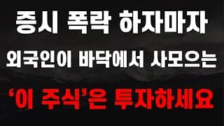 [주식] 증시 폭락 하자마자 외국인이 바닥에서 사모으는 '이 주식'은 투자하세요! [미국주식, 트럼프 주식, 증시폭락]