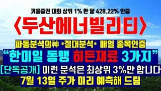 《파동분석의神》 두산에너빌리티 ※단독공개 "한미일 동맹 히든재료 3가지" 이런 분석은 최상위 3%만 합니다 7월 13일 주가 미리 예측해 드림