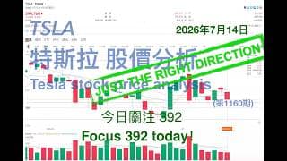 TSLA 特斯拉 股票价格走势的分析 2026年7月14日（第1160期） #Tesla #K线技术分析