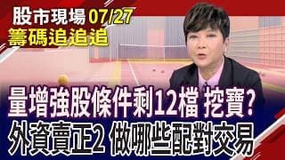 股市現場指標:量增強股件剩12檔 友訊.台中銀.台企銀.合庫金 跟外資意氣相投?揪法人同買.對作股｜20260727(第8/8段)股市現場*鄭明娟(李蜀芳)