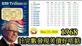 第1968集 [計完數發現美債好唔掂] 美饌累積至近40萬億美元，淨係諗起比利息，已經好恐怖。加上通脹迫近，減息的難度越嚟越大！反而有機會再加息，對疲弱嘅美國經濟嚟講，踩多一腳，股市就會散囉！