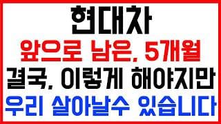 [현대차 주가전망] 💥집중💥앞으로 남은 5개월! 결국, 이렇게 해야지만 우리 살아날수 있습니다!