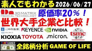【全銘柄分析】7777 スリー・ディー・マトリックス！原価率20%！世界の大手企業と比較！キオクシア！中外製薬！キーエンス！トヨタ！エヌビディア！TSMC！マイクロン！【20260627】