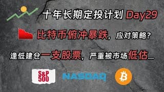 【十年长期定投计划】比特币俯冲暴跌6字开头，怎么办？逢低建仓一支股票，严重被低估...｜定投｜标普 500｜纳斯达克 100｜比特币｜加密货币