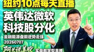 科技股盘前承压 NVDA跌1.6% 但MSFT逆势涨1.6%｜阿兰师父盘前精要已发至下方说明栏【阿兰说美股】10点早盘直播
