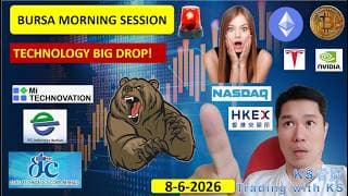 ENGLISH VIDEO - KLSE BURSA MORNING SESSION | 8-6-2026 | TECHNOLOGY BIG DROP | MI EG GREATEC DUFU