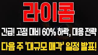 [라이콤 주가전망] 긴급! 고점 대비 60% 하락, 대응 전략!.. 다음 주 '대규모 매각' 일정 미리 준비해두세요