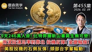 9天246萬人掛! 比特弊腰斬山寨斃生無可戀!兩波段滿足準到靠北 投機反彈! 金銀輪搶!美股投機的右側反彈! 頭部台字輩輪動! 20260209《經典技術分析》第 455集
