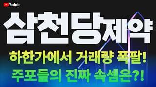 [삼천당제약 주가전망] 하한가에서 거래량 폭팔! 주포들의 진짜 속셈은!?