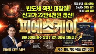 [피에스케이 주가 전망] 반도체 잭팟 대창궐 초폭발! 오늘 신고가 224,000원 갱신 현대차 19만4천원 매수 반도체 전공정 대장주 세력 원가 자리 #피에스케이목표가 #피에스케이