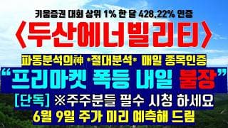 《파동분석의神》 두산에너빌리티 "프리마켓 폭등 내일 불장 on" [단독]※주주분들 필수 시청하세요 6월 9일 주가 미리 예측해 드림