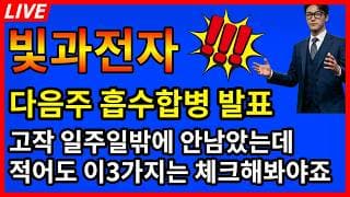[빛과전자 주가전망] 🚨이제 흡수합병 발표 일주일밖에 안남았는데 적어도 이 3가지는 반드시 확인하고 결정해야죠?